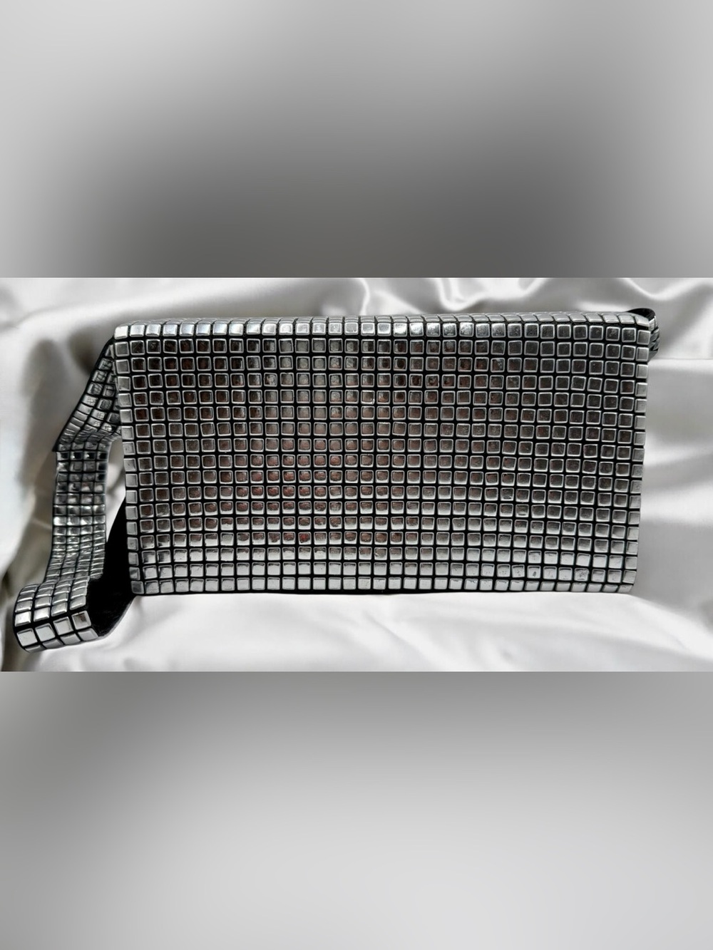 Vintage Silver Mosaic Tile Shoulder Bag | Y2K Glam Evening Purse